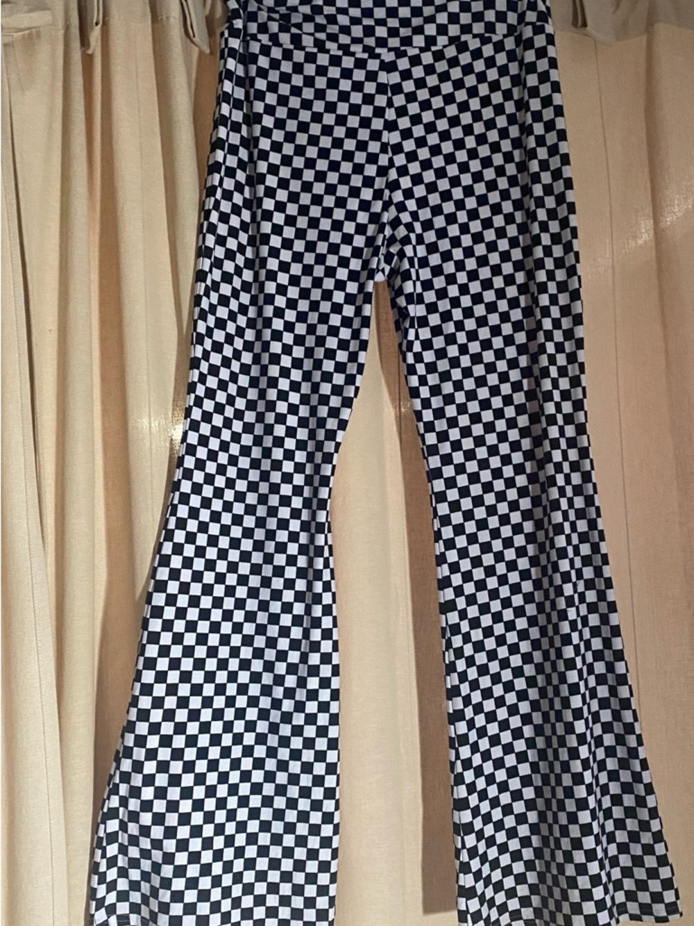 Women’s SMALL NoBo black/white checkered silk sweatpants